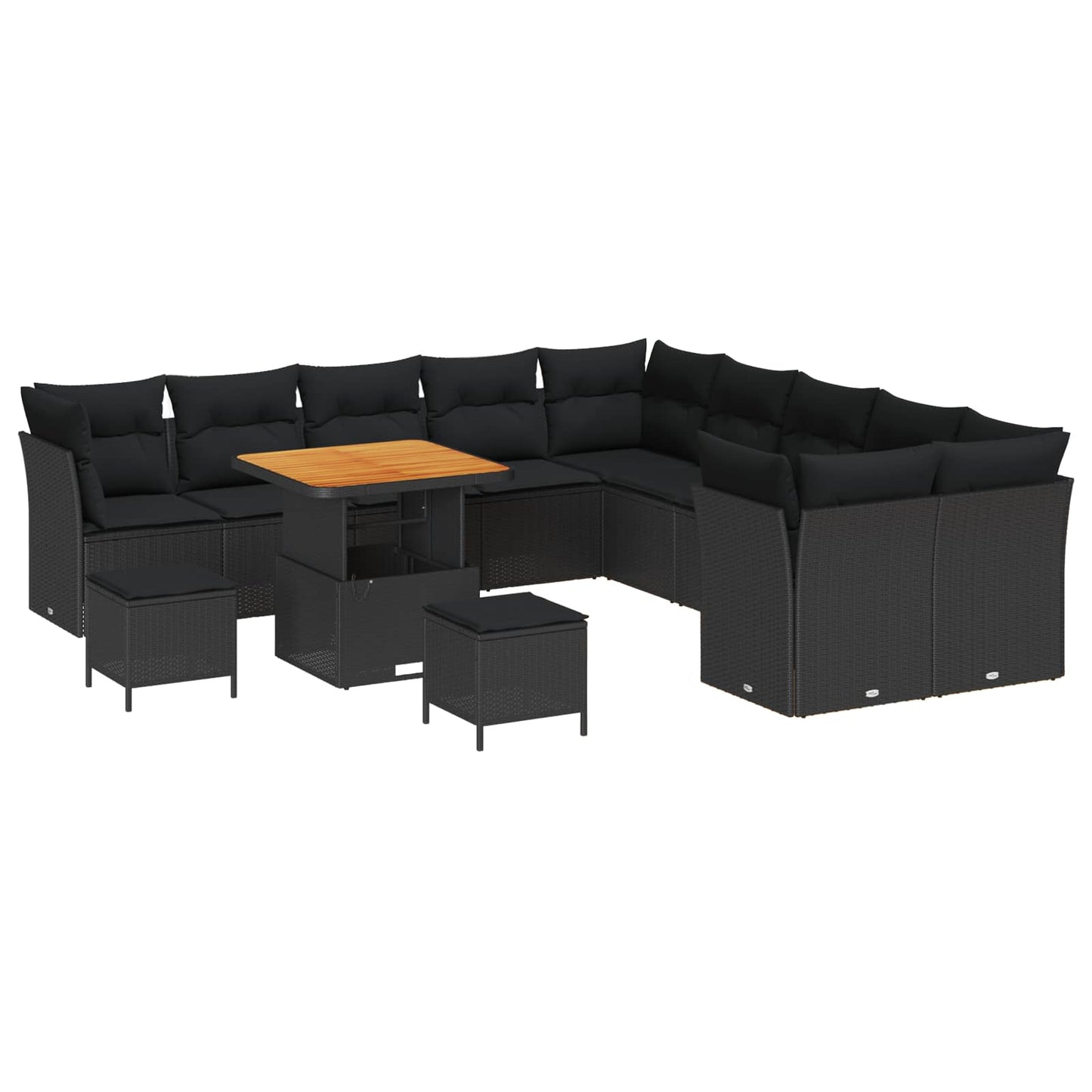 Set Divano da Giardino 13 pcs Nero polyrattan | homemem39