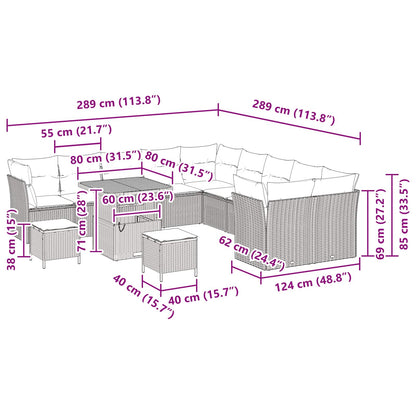 Set Divano da Giardino 13 pcs Nero polyrattan | homemem39