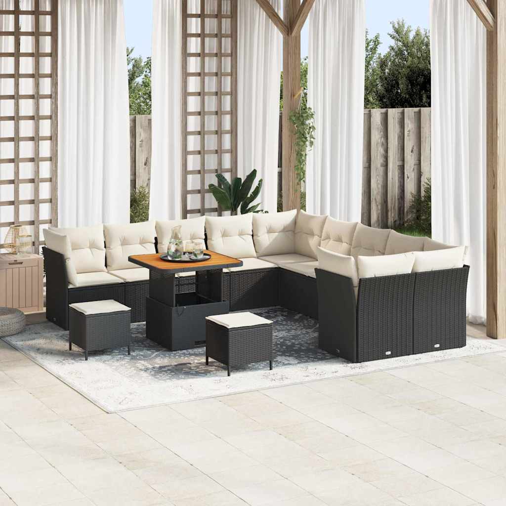Set Divano da Giardino 13 pcs Nero polyrattan - homemem39