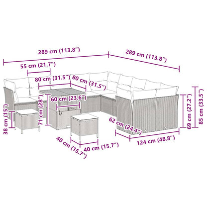 Set Divano da Giardino 13 pcs Beige polyrattan - homemem39