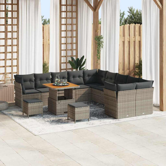 Set Divano da Giardino 13 pcs Grigio polyrattan