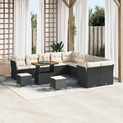 Set Divano da Giardino 13 pcs Nero polyrattan - homemem39