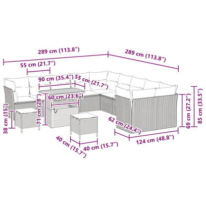 Set Divano da Giardino 13 pcs Nero polyrattan - homemem39