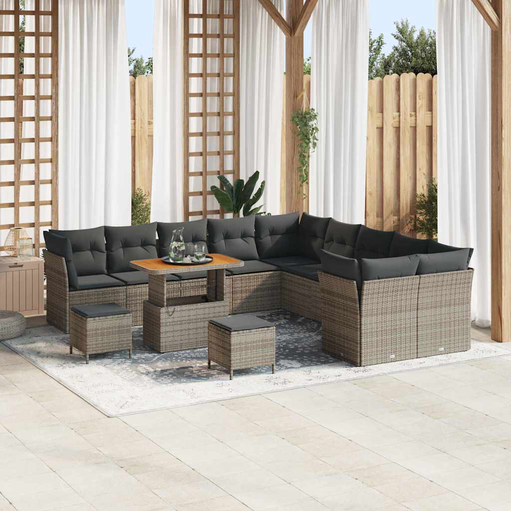Set Divano da Giardino 13 pcs Grigio polyrattan