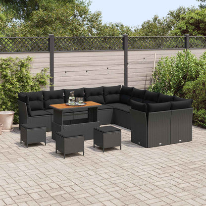 Set Divano da Giardino 14 pcs Nero polyrattan | homemem39
