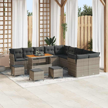 Set Divano da Giardino 14 pcs Grigio polyrattan - homemem39