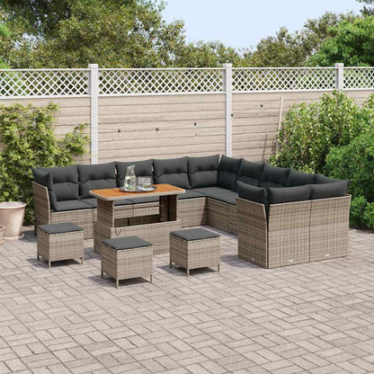 Set Divano da Giardino 14 pcs Grigio polyrattan