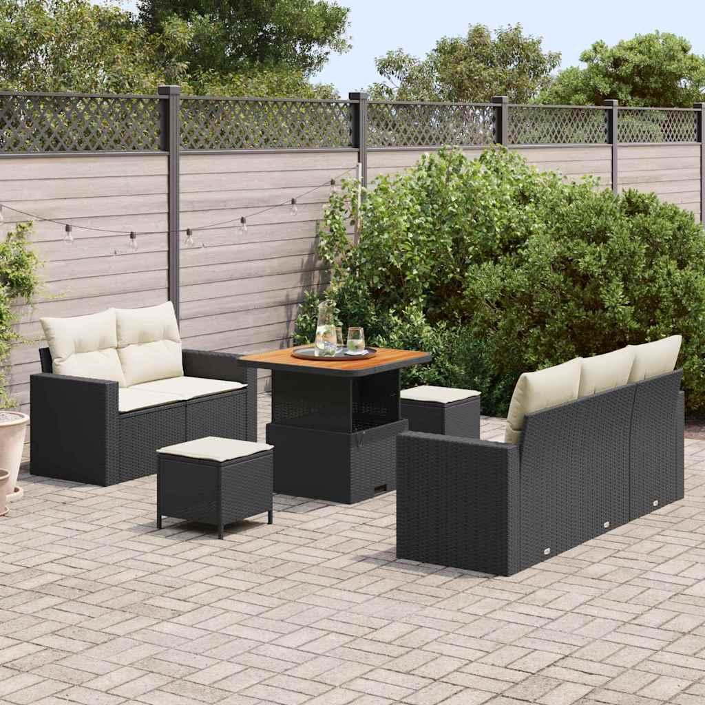 Set Divano da Giardino 8 pcs Nero polyrattan - homemem39