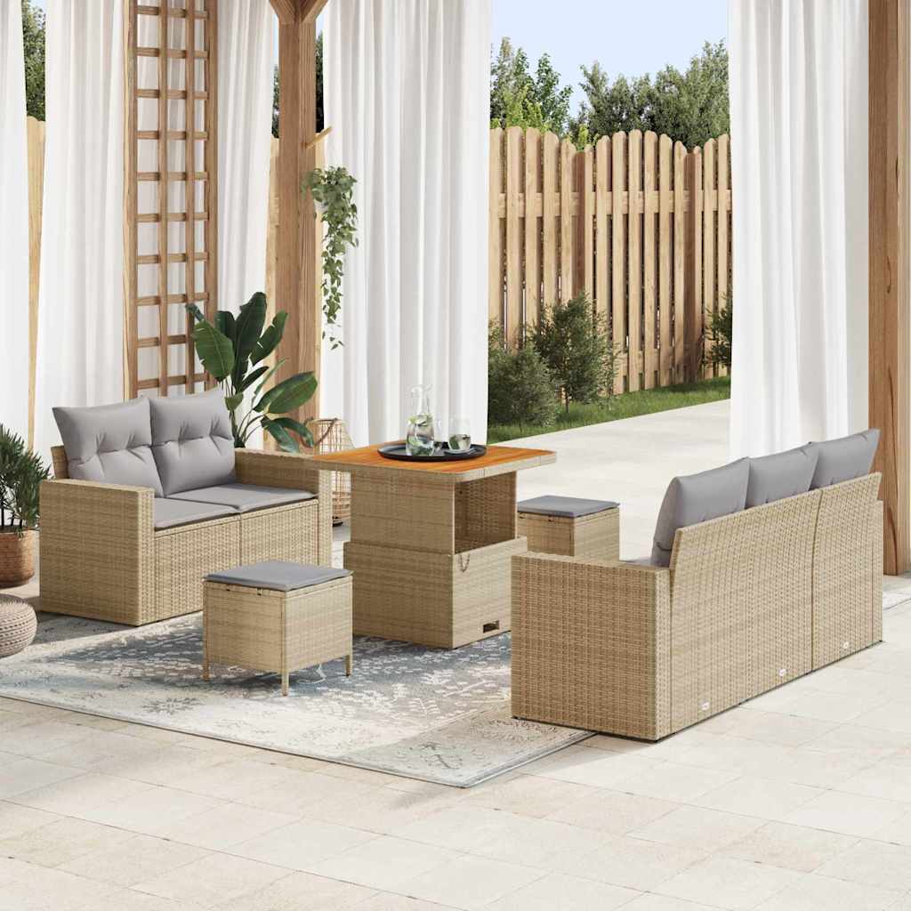 Set Divano da Giardino 8 pcs Beige polyrattan - homemem39