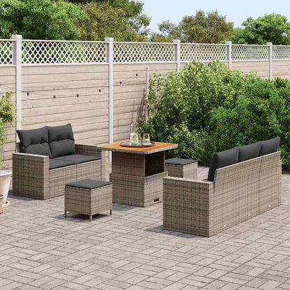 Set Divano da Giardino con cuscino 8 pcs Grigio polyrattan