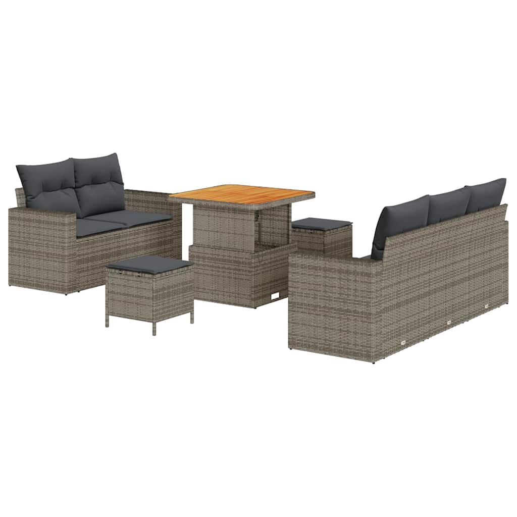 Set Divano da Giardino con cuscino 8 pcs Grigio polyrattan