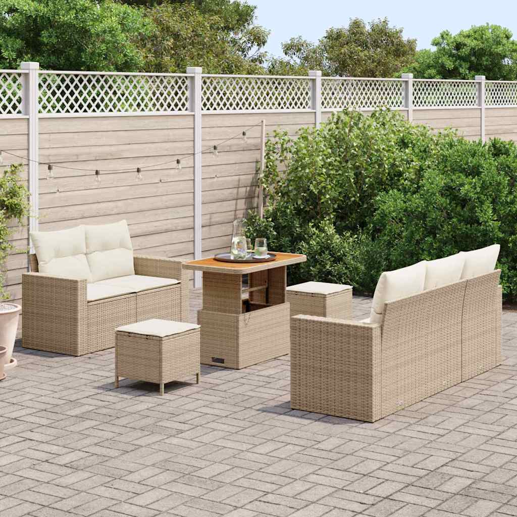 Set Divano da Giardino 8 pcs Beige polyrattan - homemem39