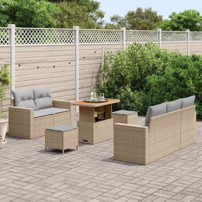 Set Divano da Giardino con cuscino 8 pcs Beige polyrattan