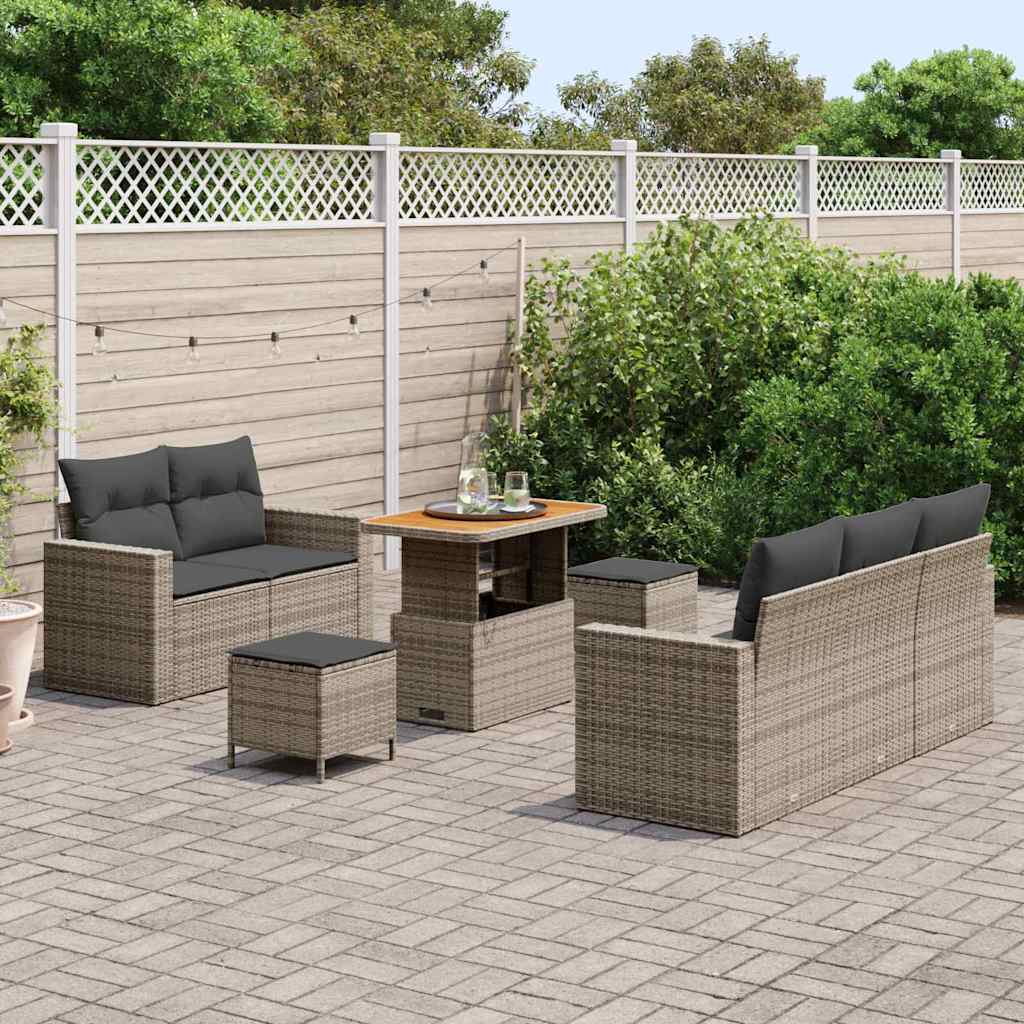 Set Divano da Giardino 8 pcs Grigio polyrattan - homemem39