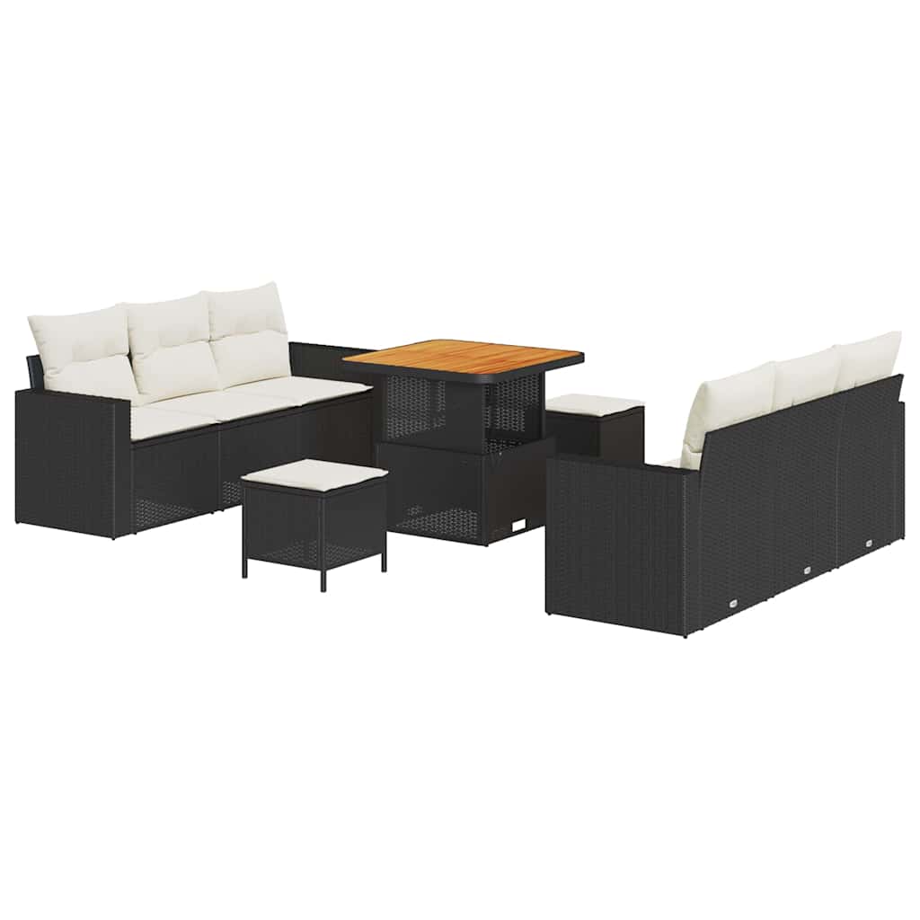Set Divano da Giardino 9 pcs Nero polyrattan - homemem39