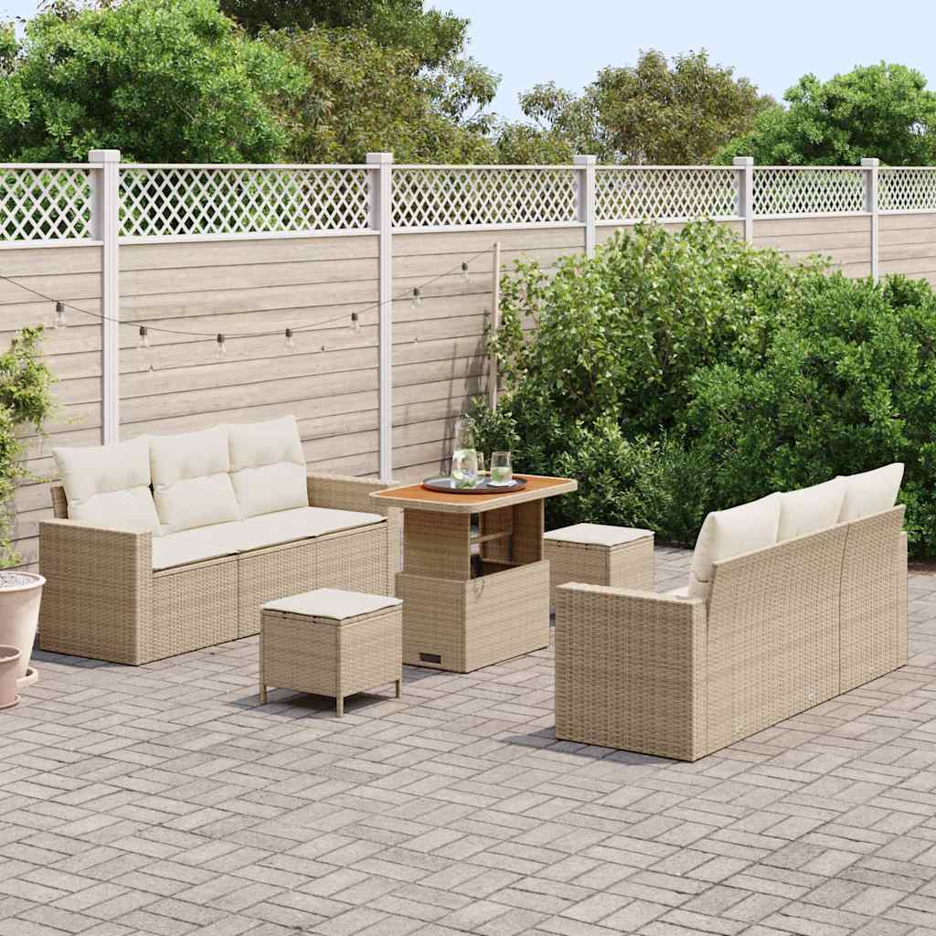 Set Divano da Giardino 9 pcs Beige polyrattan - homemem39