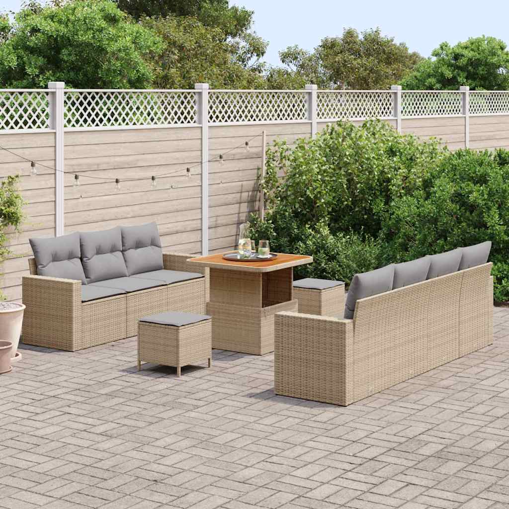 Set Divano da Giardino 10 pcs Beige polyrattan - homemem39