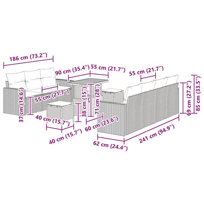 Set Divano da Giardino 10 pcs Nero polyrattan - homemem39