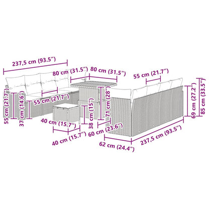 Set Divano da Giardino 11 pcs Beige polyrattan - homemem39