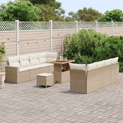 Set Divano da Giardino 11 pcs Beige polyrattan