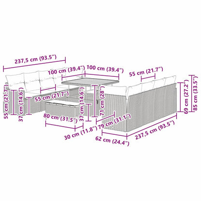 Set Divano da Giardino 11 pcs Nero polyrattan | homemem39