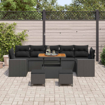 Set Divano da Giardino 10 pcs Nero polyrattan