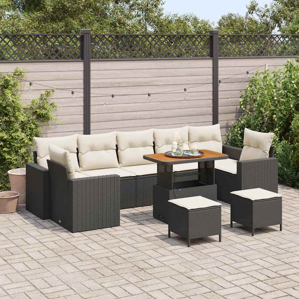 Set Divano da Giardino 10 pcs Nero polyrattan - homemem39