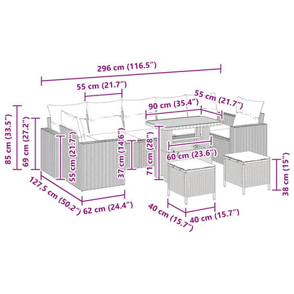 Set Divano da Giardino 10 pcs Grigio polyrattan - homemem39