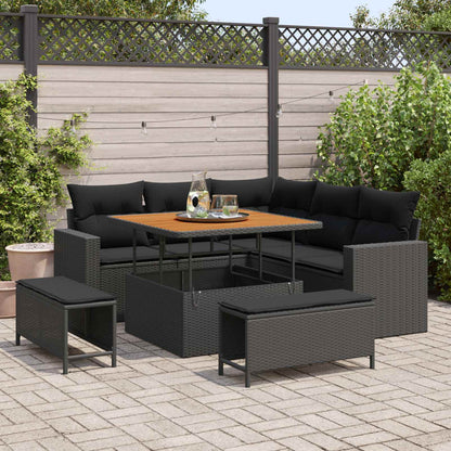 Set Divano da Giardino 8 pz Nero polyrattan | homemem39