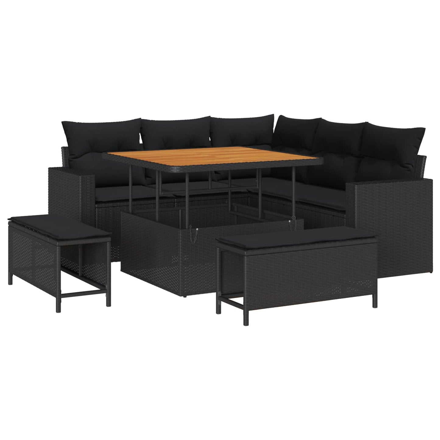 Set Divano da Giardino 8 pz Nero polyrattan | homemem39