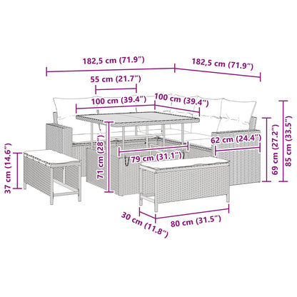 Set Divano da Giardino 8 pz Nero polyrattan | homemem39