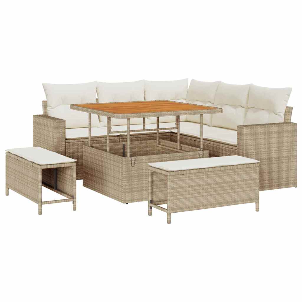 Set Divano da Giardino 8 pcs Beige polyrattan - homemem39