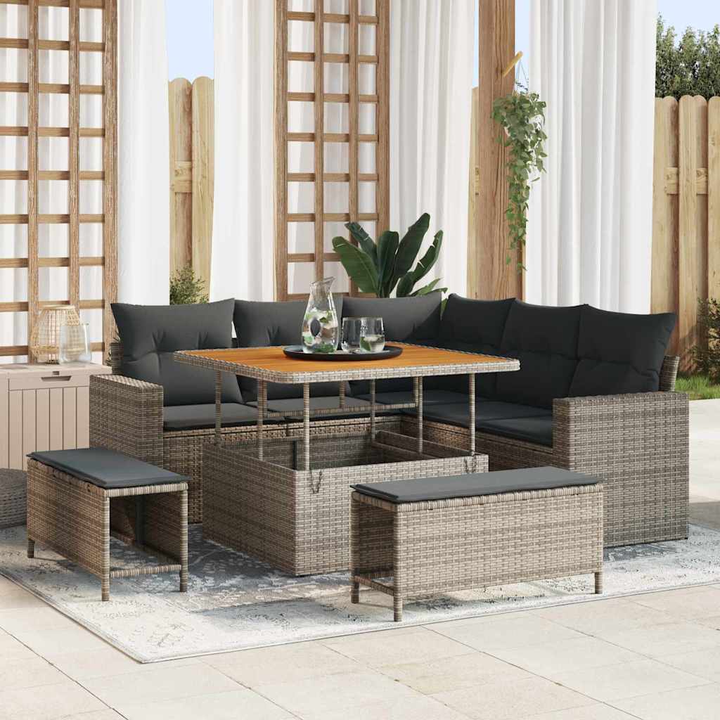 Set Divano da Giardino 8 pcs Grigio polyrattan - homemem39
