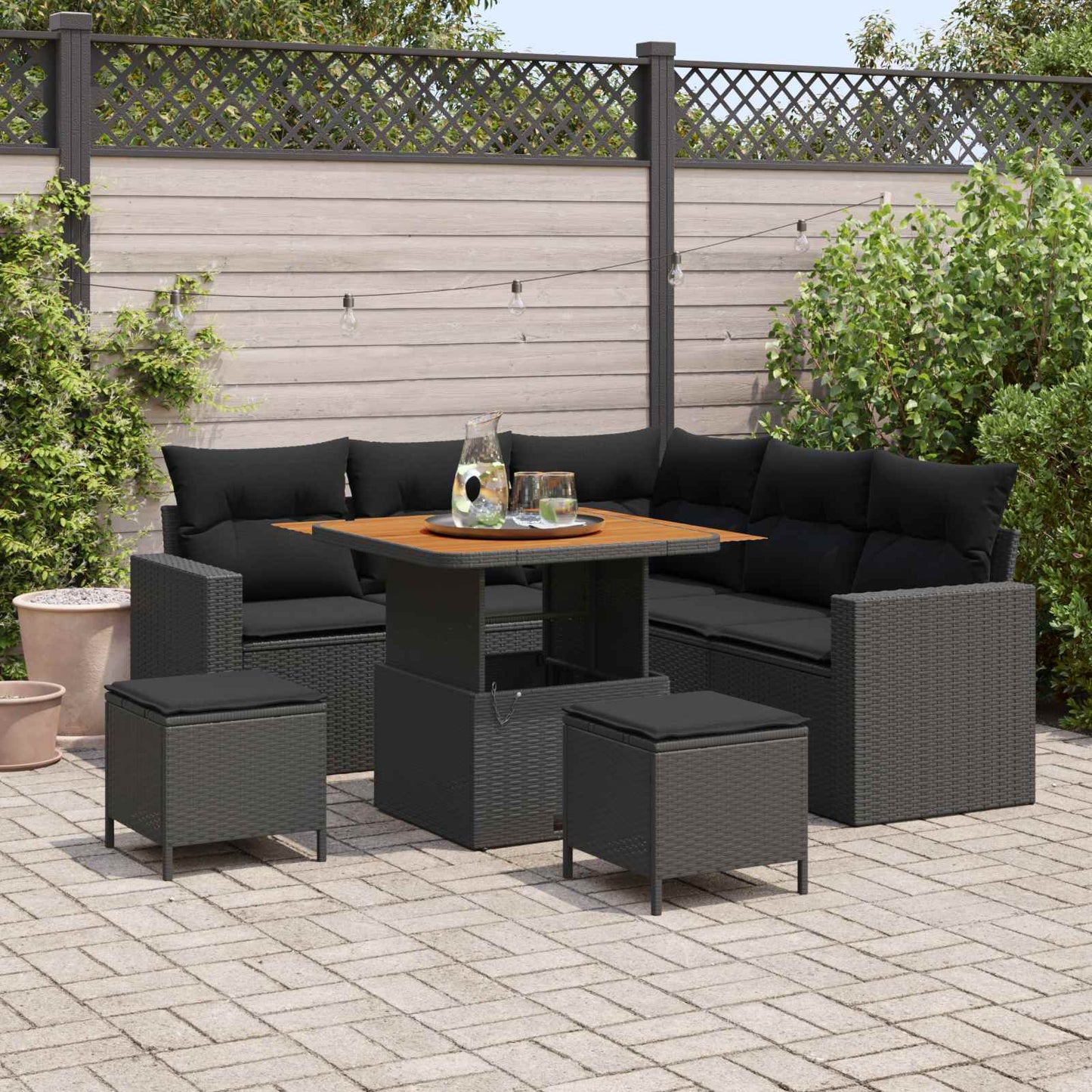 Set Divano da Giardino 8 pz Nero polyrattan | homemem39