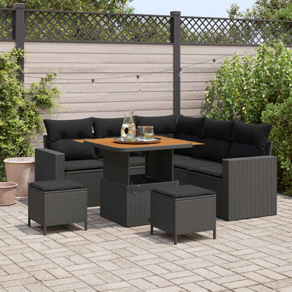 Set Divano da Giardino 8 pz Nero polyrattan | homemem39