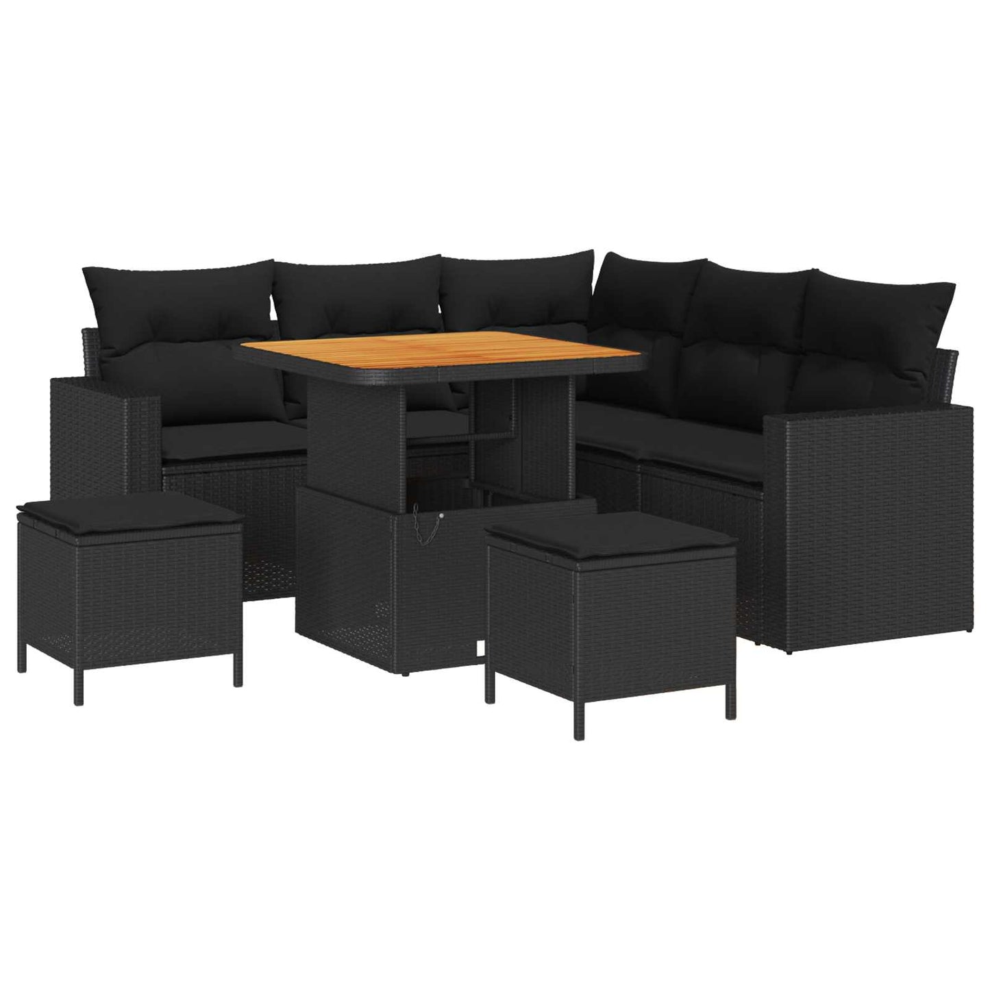 Set Divano da Giardino 8 pz Nero polyrattan | homemem39