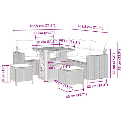 Set Divano da Giardino 8 pz Nero polyrattan | homemem39