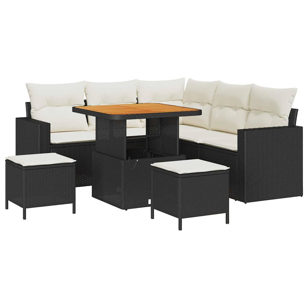 Set Divano da Giardino 8 pcs Nero polyrattan - homemem39