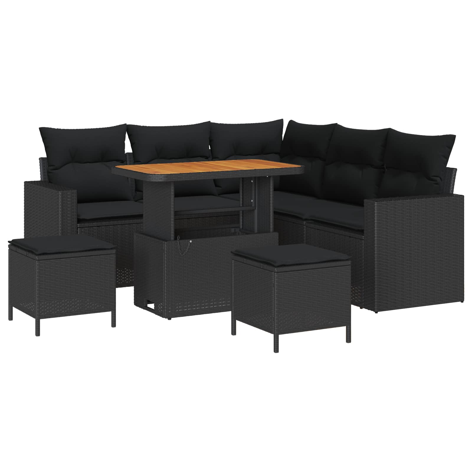Set Divano da Giardino 8 pz Nero polyrattan | homemem39