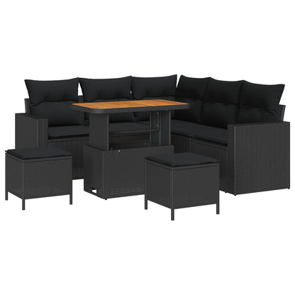 Set Divano da Giardino 8 pz Nero polyrattan | homemem39