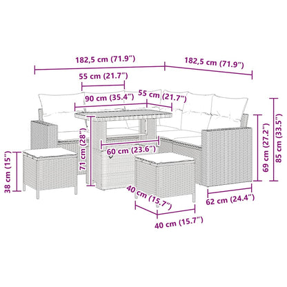 Set Divano da Giardino 8 pcs Beige polyrattan - homemem39