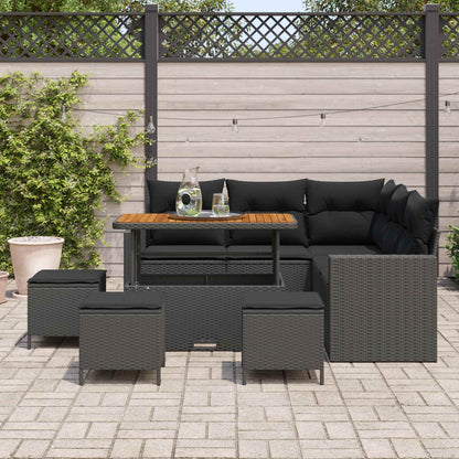 Set Divano da Giardino 9 pz Nero polyrattan | homemem39