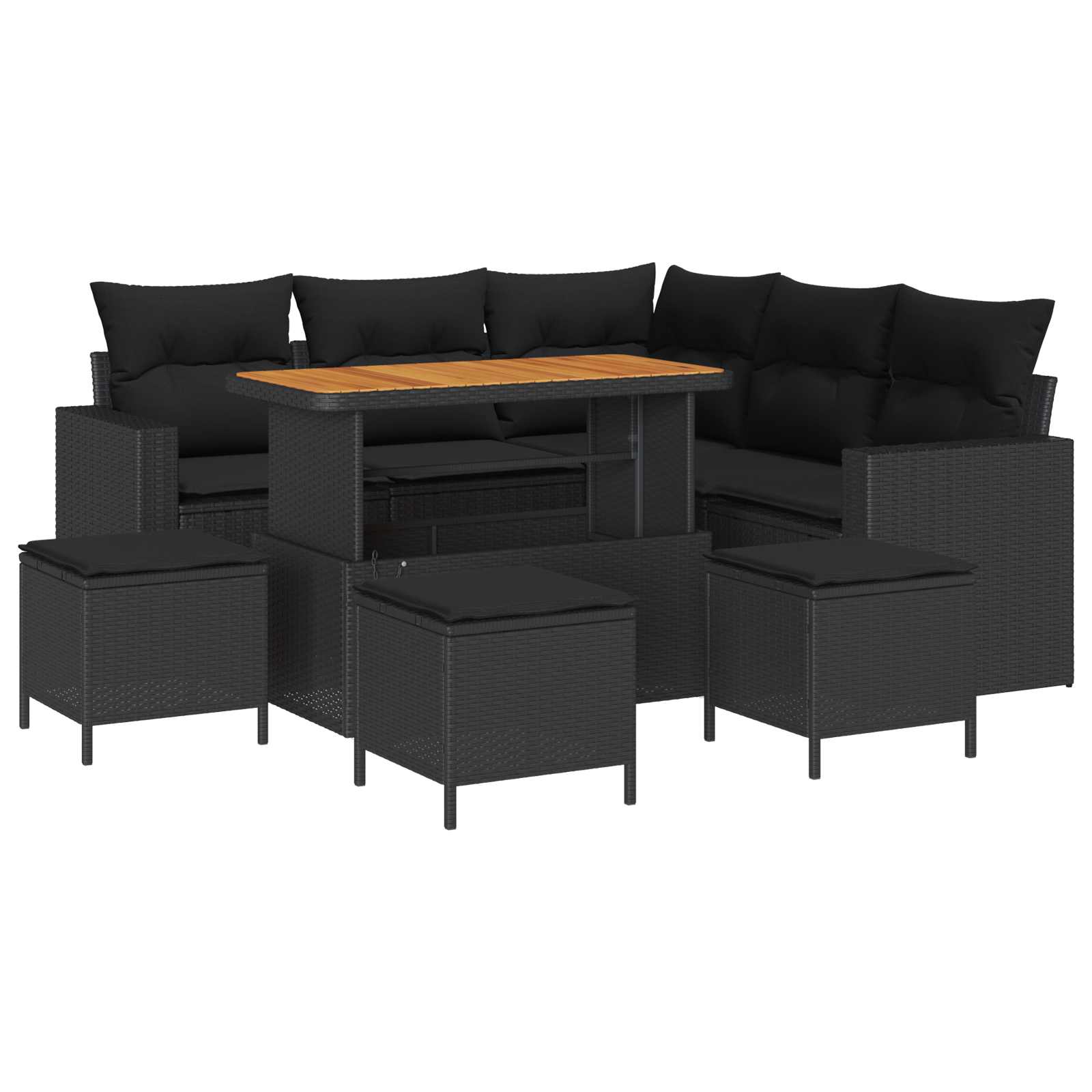 Set Divano da Giardino 9 pz Nero polyrattan | homemem39