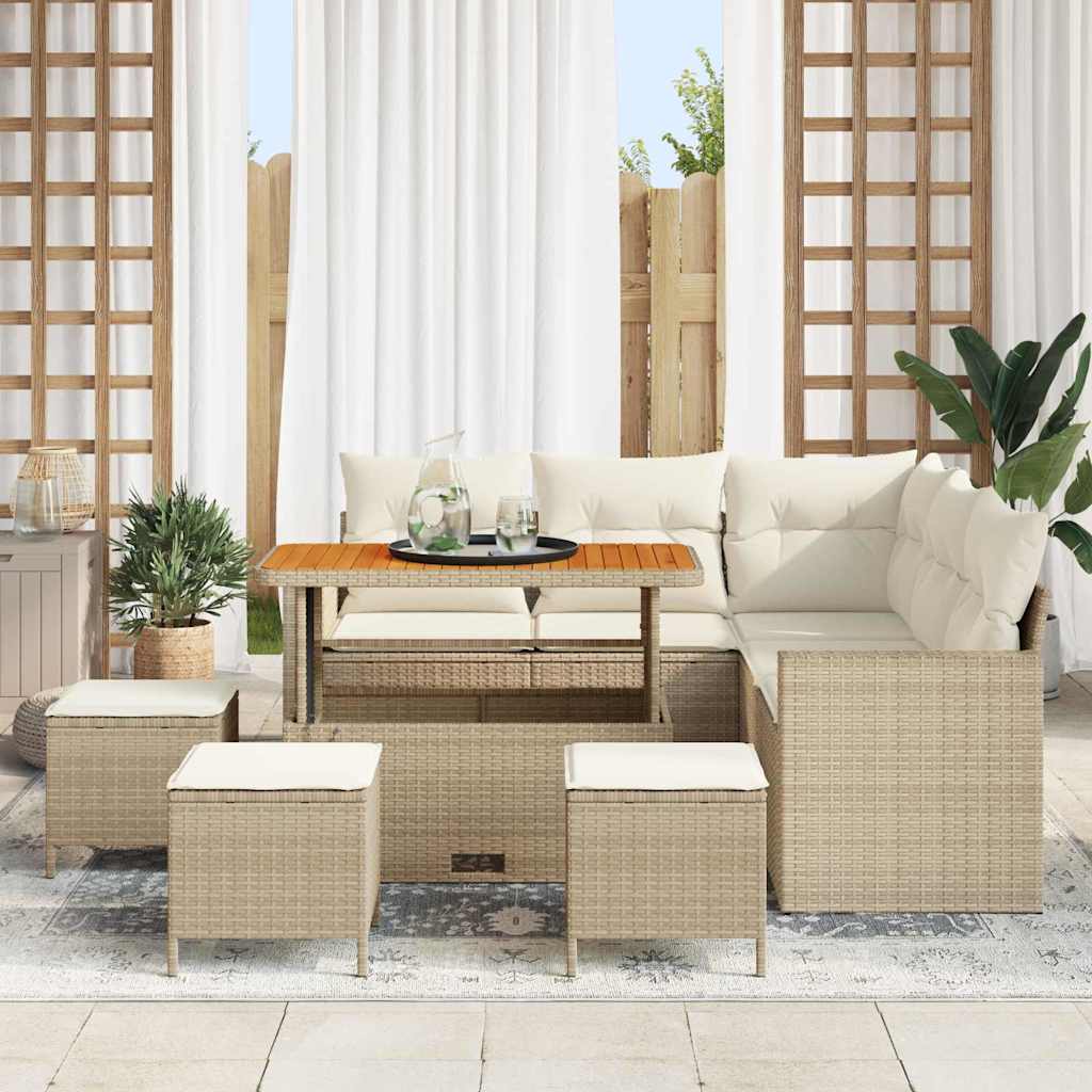 Set Divano da Giardino 9 pcs Beige polyrattan - homemem39