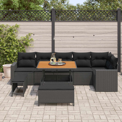 Set Divano da Giardino 9 pcs Nero polyrattan | homemem39