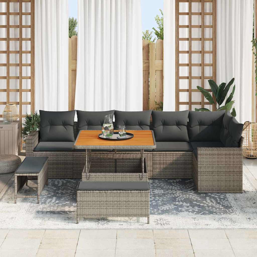 Set Divano da Giardino 9 pcs Grigio polyrattan - homemem39