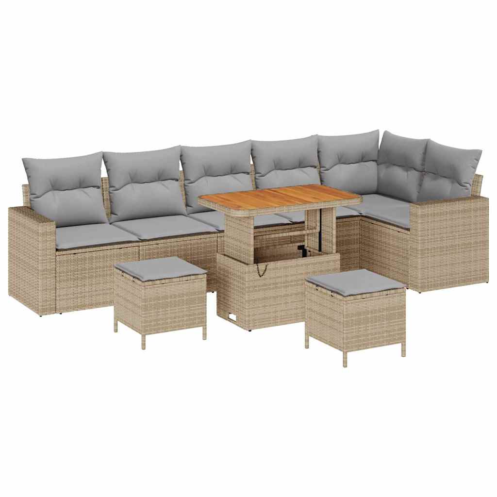 Set Divano da Giardino 9 pcs Beige polyrattan - homemem39