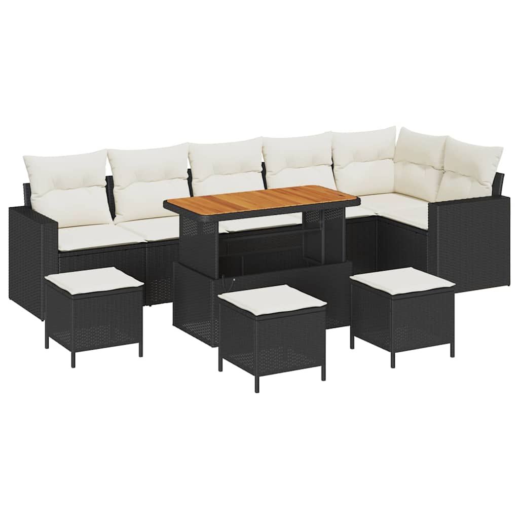 Set Divano da Giardino 10 pcs Nero polyrattan