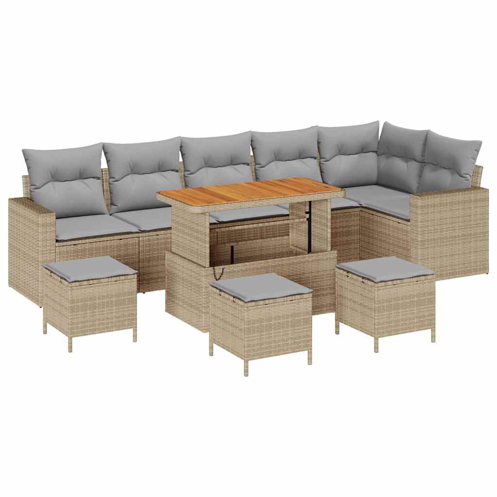 Set Divano da Giardino 10 pcs Beige polyrattan
