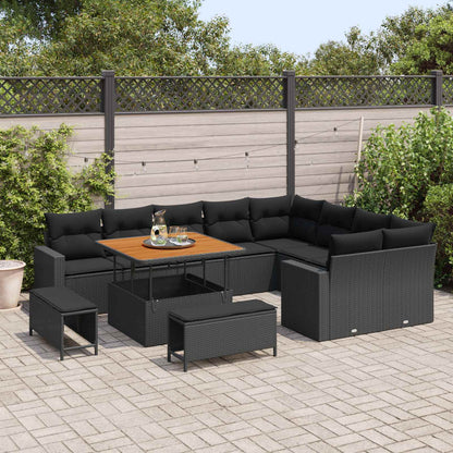 Set Divano da Giardino 12 pz Nero polyrattan | homemem39